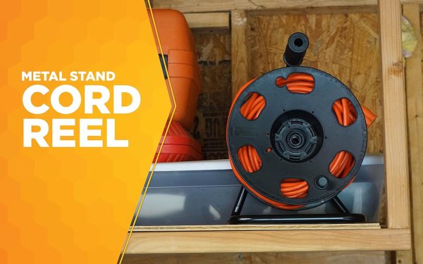 Woods Heavy Duty Metal Extension Cord Reel Stand, Holds up to 100 Ft 14/3 Cords, Black, 22849 - Image 2