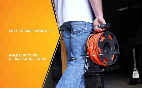 Woods Heavy Duty Metal Extension Cord Reel Stand, Holds up to 100 Ft 14/3 Cords, Black, 22849 - Image 4